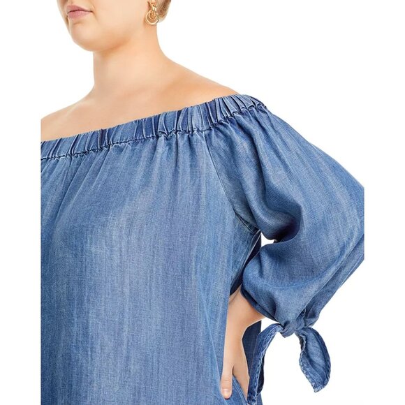 Standards & Practices Julie Off-The-Shoulder Chambray Dress Size 1X Plus NEW Nwt - Picture 3 of 13
